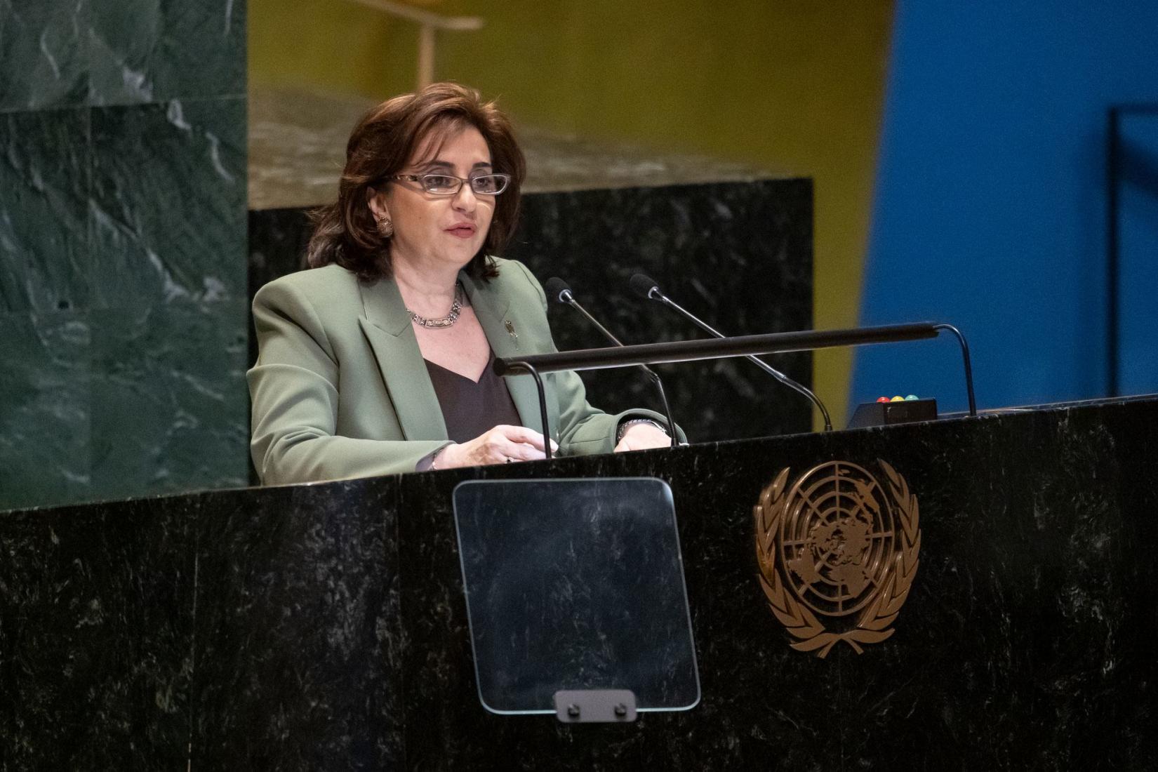 La Directrice exécutive d’ONU Femmes, Sima Bahous, à l’ouverture de la 69e session de la Commission de la condition de la femme.